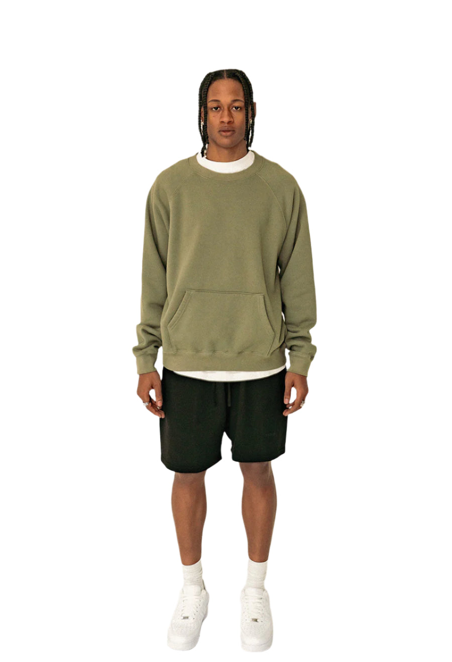 labdip Essential Raglan Crewneck with Pocket Army