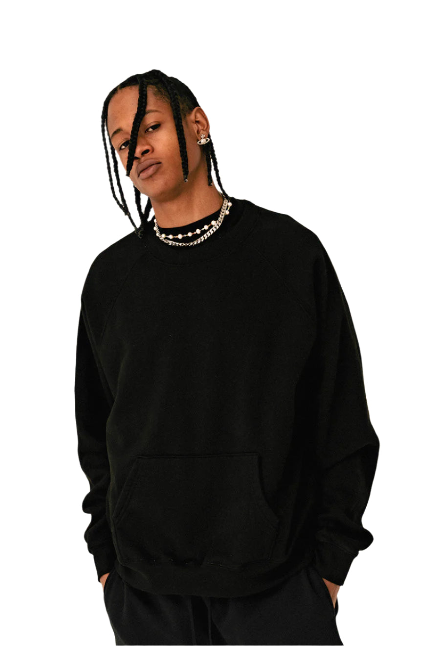 labdip Essential Raglan Crewneck with Pocket Black