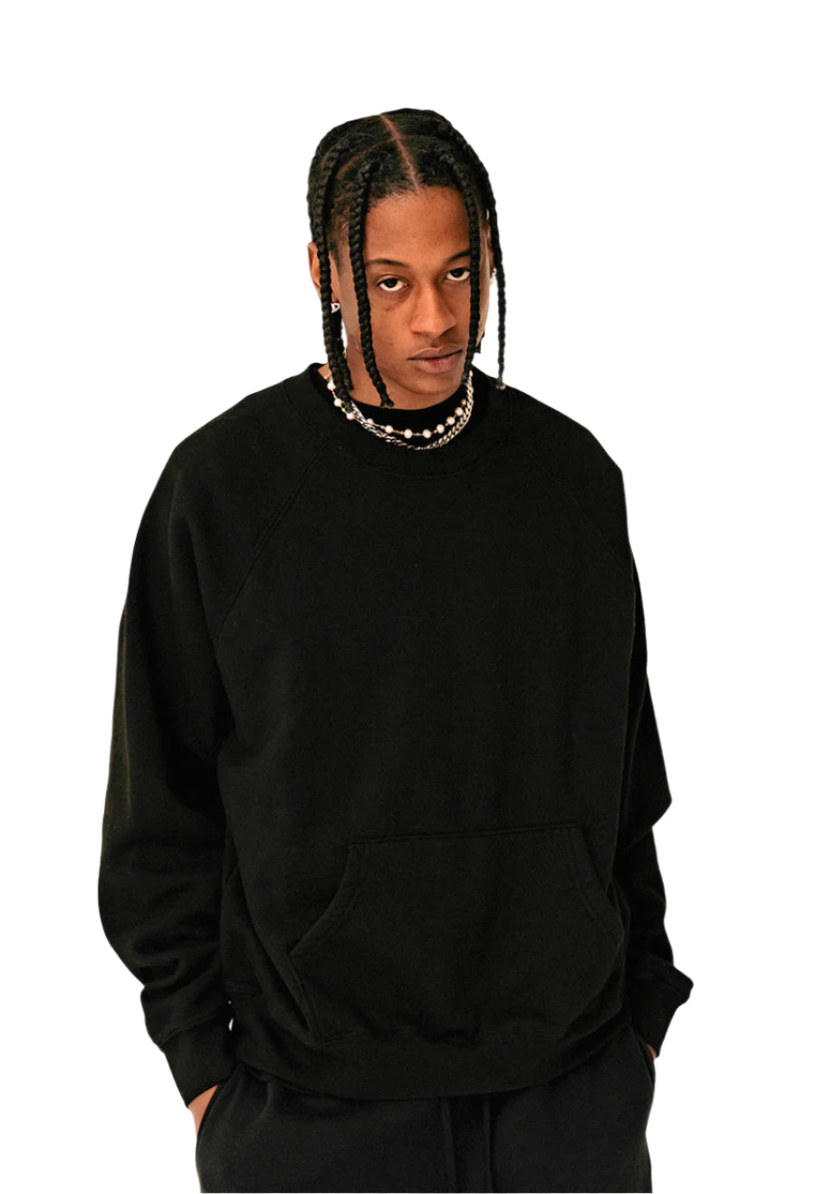 labdip Essential Raglan Crewneck with Pocket Black