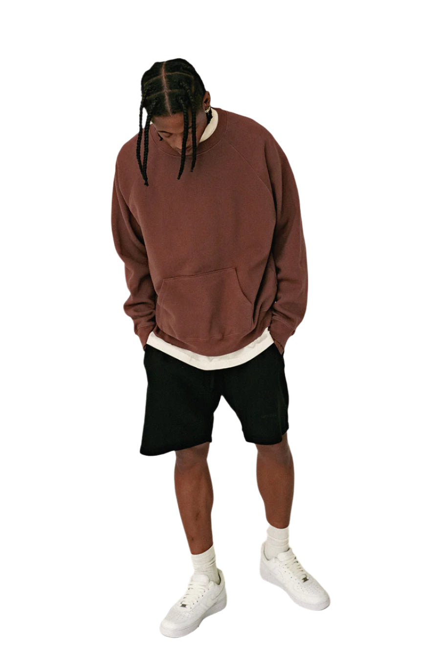 labdip Essential Raglan Crewneck with Pocket Dark Mauve