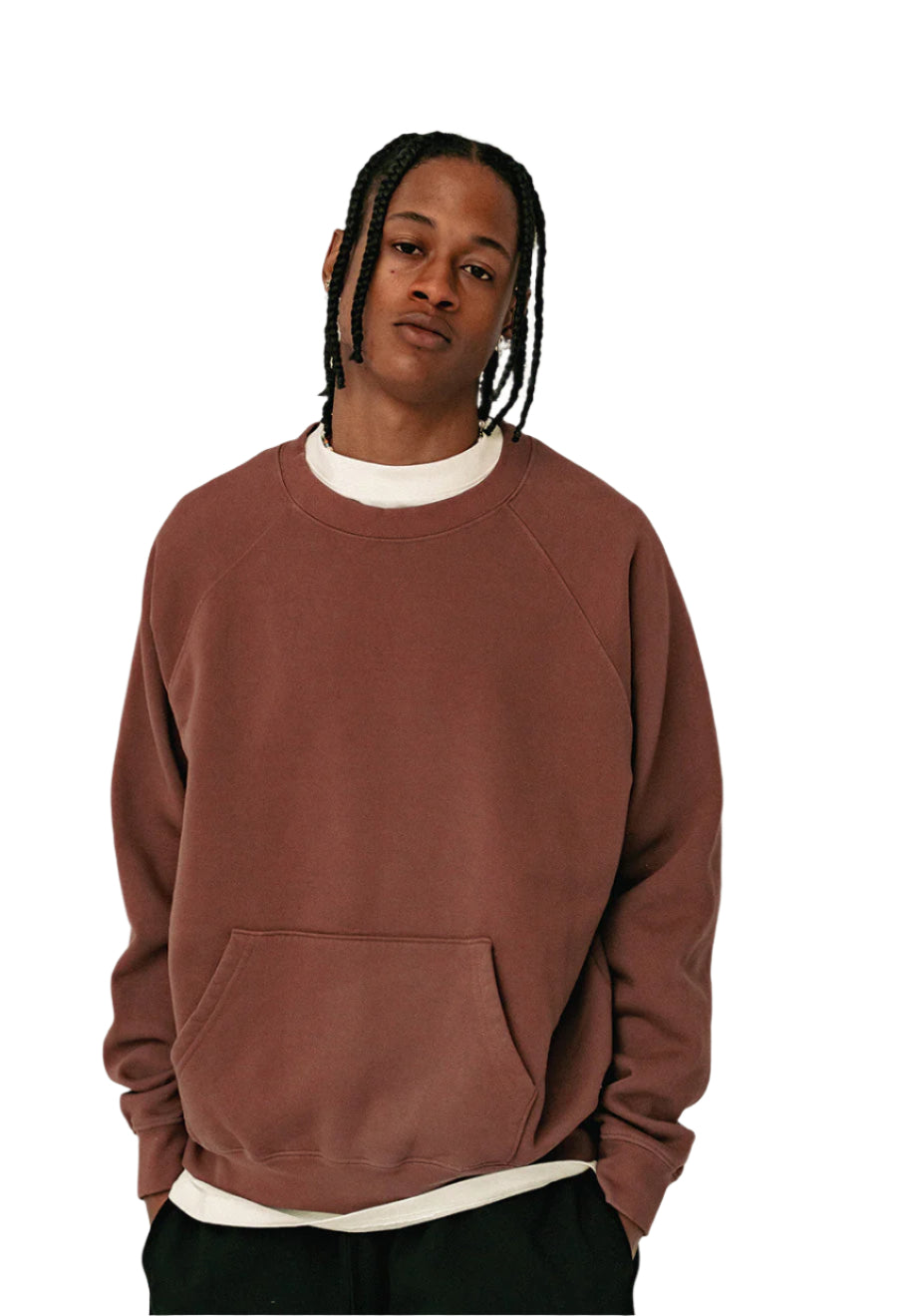 labdip Essential Raglan Crewneck with Pocket Dark Mauve