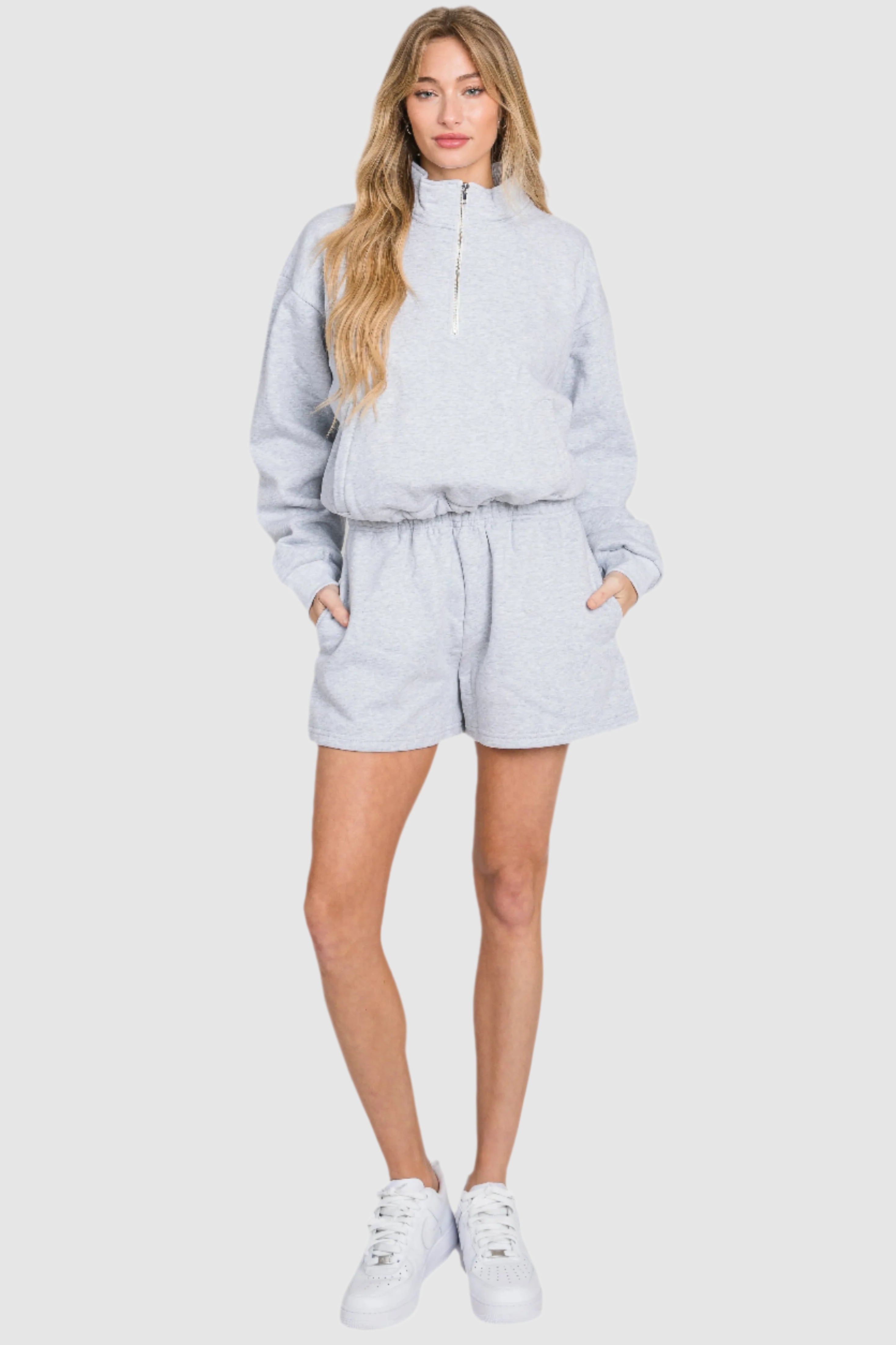 LD77 - Crop Quarter Zip With Pockets