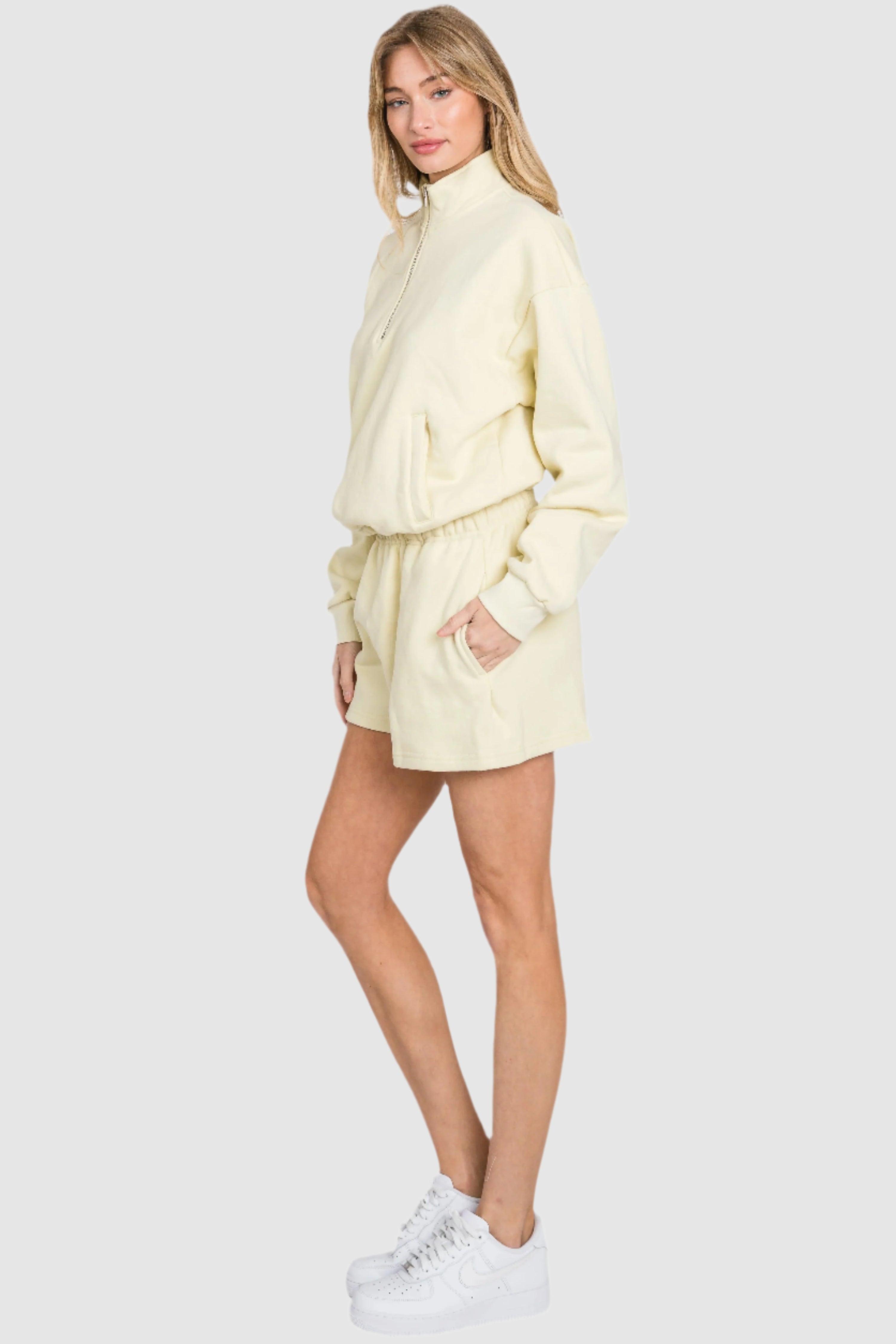 LD77 - Crop Quarter Zip With Pockets